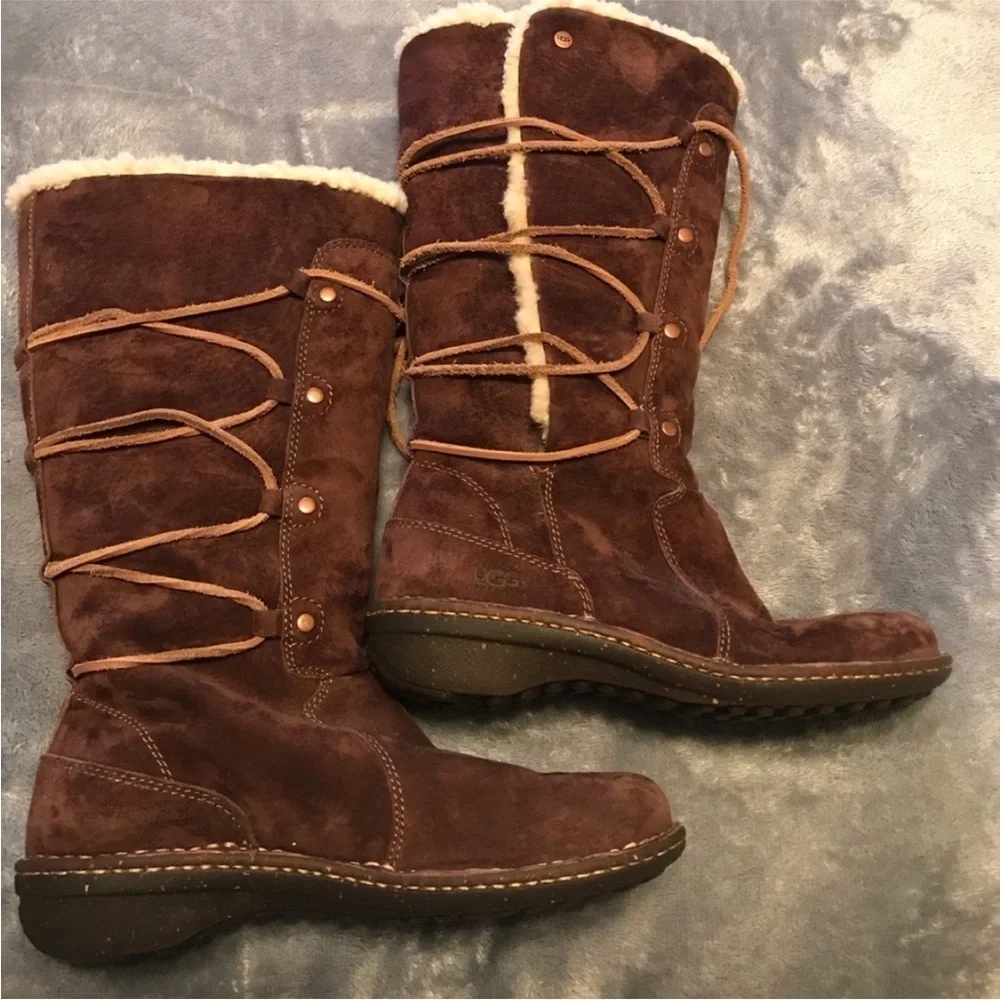 UGG Australia Surfcat Shearling Tall Suede BOOTS 5158 size 8 brown - Picture 2 of 13